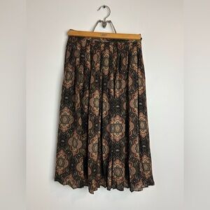 Vintage Brooks Brothers Silk Paisley Pleated Midi Skirt